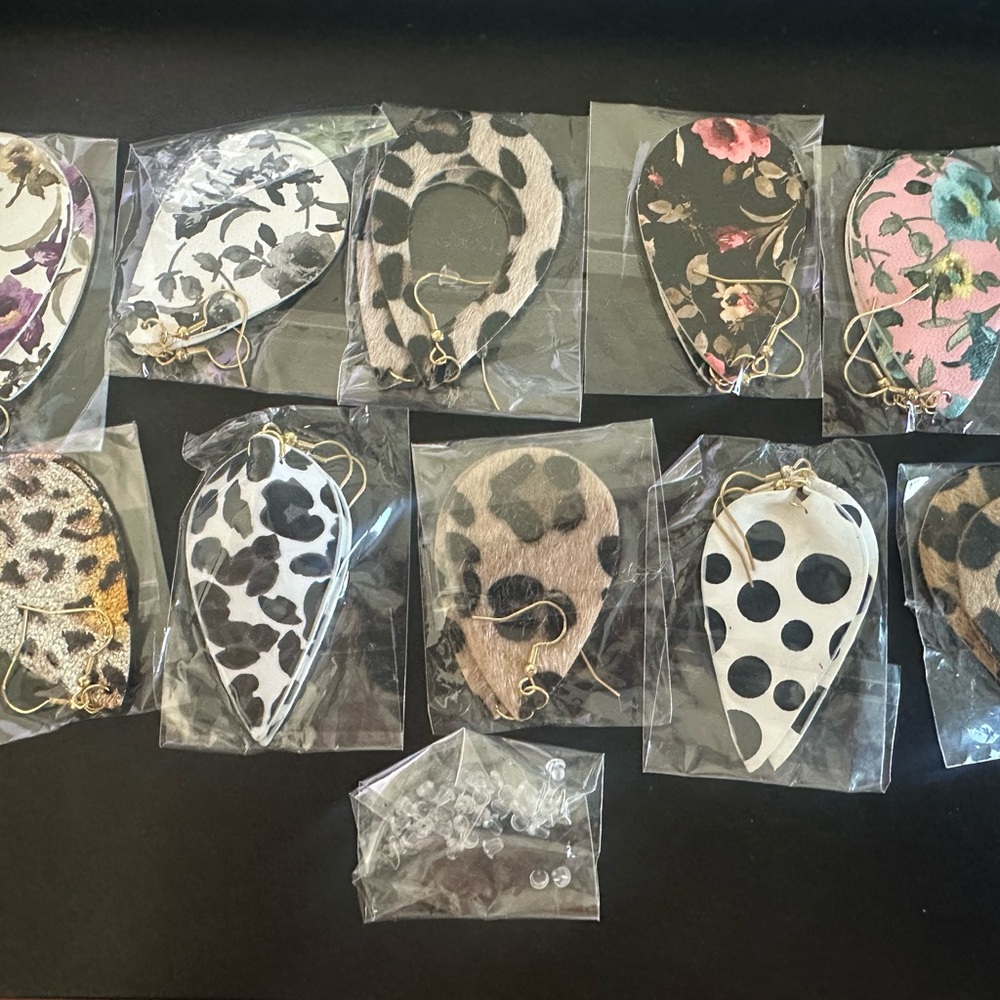 Floral and Animal Print Earrings Set